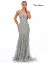 Fotografía: Angel Forever Vestido de fiesta ajustado con encaje brillante (plateado)