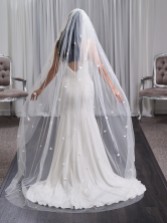Photograph: Aviemore Single Tier Italian Tulle Scattered 3D Flower Veil