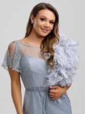 Photograph: Bardot Silver Grey Ostrich Feather Bridal Stole