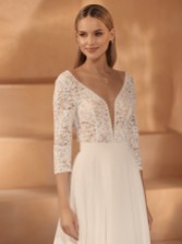 Photograph: Bianco Ivory Lace 3/4 Sleeve Bridal Bodysuit E438
