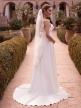 Photograph: Bianco Ivory Single Tier Beaded 3D Flower Fingertip Veil S538