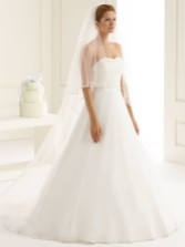 Photograph: Bianco Ivory Two Tier Satin Edge Chapel Veil S208