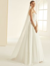Photograph: Bianco Single Tier Glitter Tulle Floor Length Veil S361