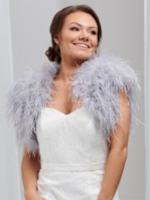 Photograph: Hayworth Silver Grey Ostrich Feather Bridal Bolero