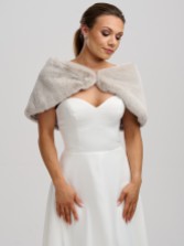 Photograph: Helen Moore Mist Gray Faux Fur Wedding Wrap