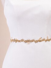 Photograph: Perfect Bridal Delicate Gold Leaf Crystal and Pearl Bridal Belt