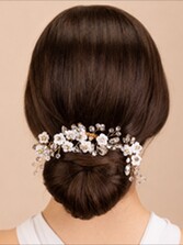 Photograph: Perfect Bridal Set of 3 Ivory Ceramic Flowers with Crystals Hair Comb and Pins