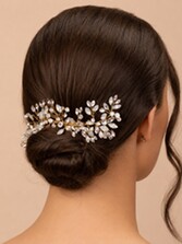 Photograph: Perfect Bridal Shimmering Silver and Opal Crystal Gold Bridal Hair Comb