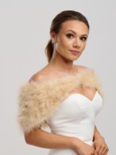 Photograph: Scarlet Champagne Feather Bridal Stole