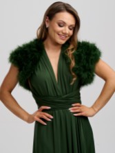 Photograph: Sophia Olive Green Feather Bolero