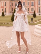 Fotografia: Velo da sposa bianco avorio a strato singolo con fiori 3D S546