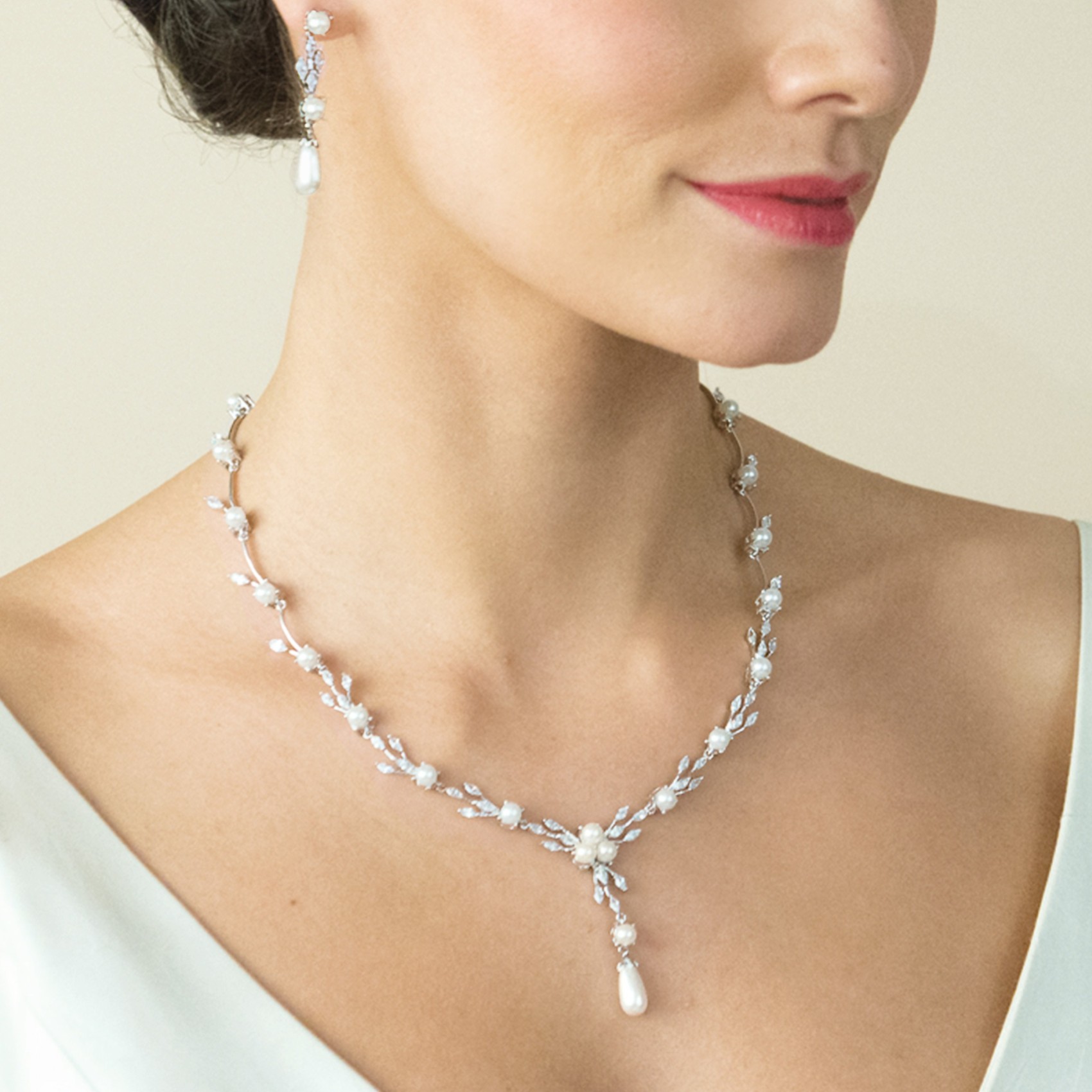 Set Gioielli Vintage Collana Orecchini Bracciale Con Perle Finte Blu Navy - Elegante E Classico