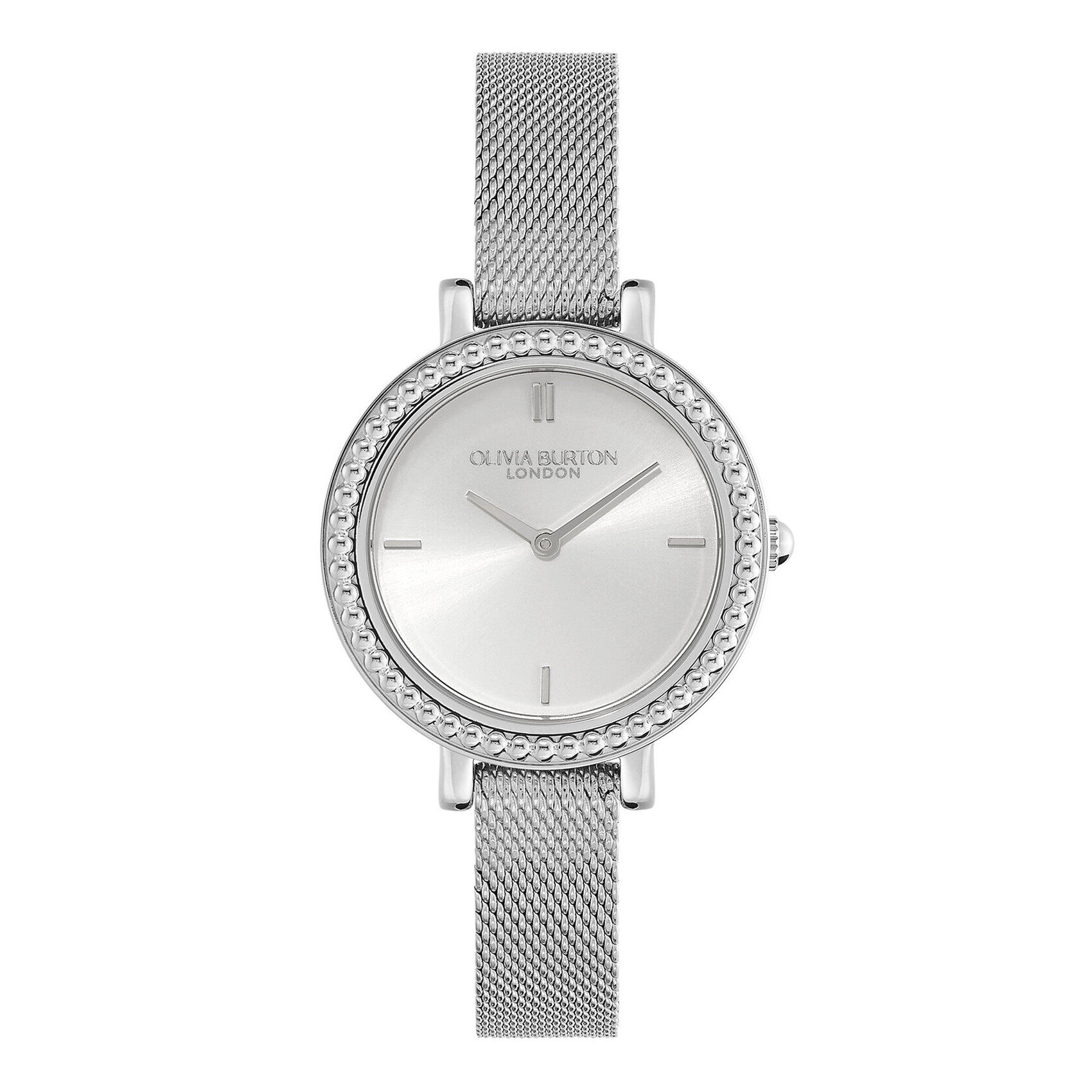 OLIVIA BURTON Silver Glitter Dial Silver Mesh Strap Watch Olivia Burton Classic 38mm White and Silver Mesh Watch main image 4