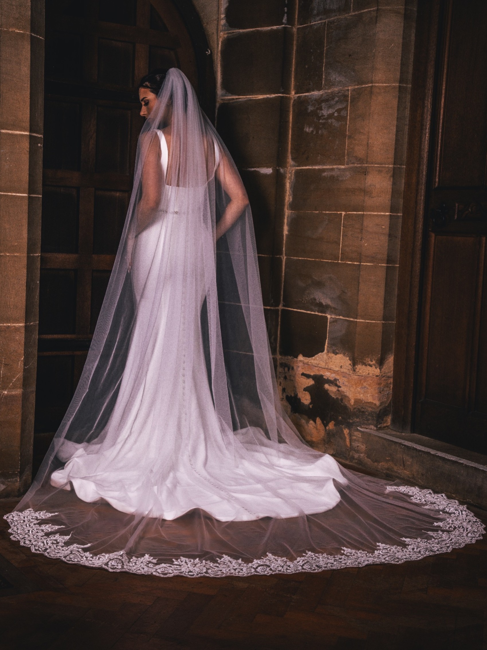 thumbnail image 2 of Classic Cathedral Wedding Veil - 118 Inch Long Single Tier With Comb 2 of 6