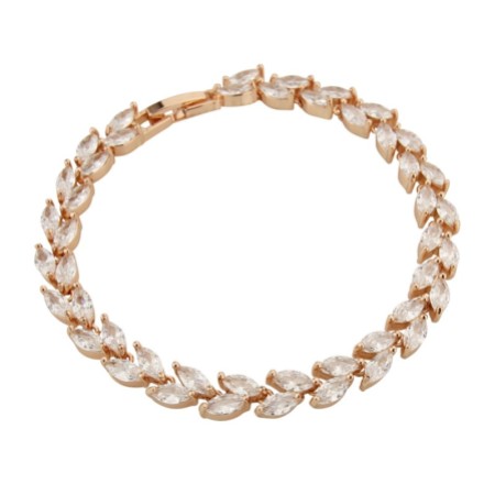 Amara Rose Gold Crystal Vine of Leaves Bracelet