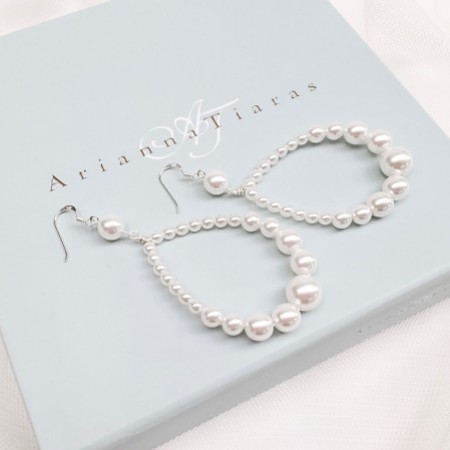 Arianna Amara Teardrop Pearl Hoop Earrings ARE624