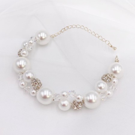Arianna Mira Chunky Pearl and Crystal Bracelet ARW614