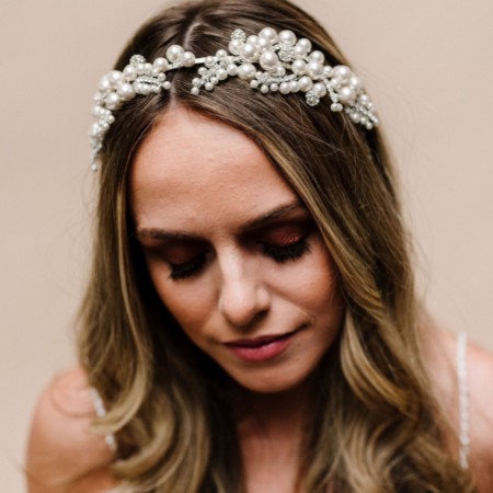 Arianna Odile Vintage Chunky Pearl and Crystal Headband AR621