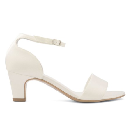 selah ivory satin ankle strap heels