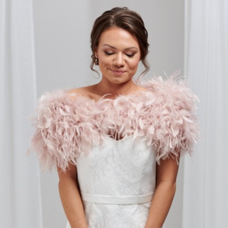 Bardot Blush Pink Ostrich Feather Bridal Stole