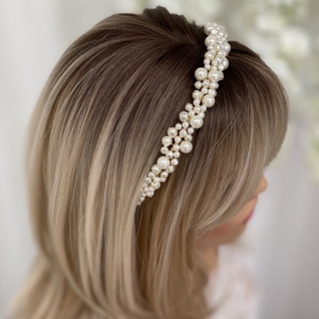 Bella Freshwater Pearl Gold Wedding Headband
