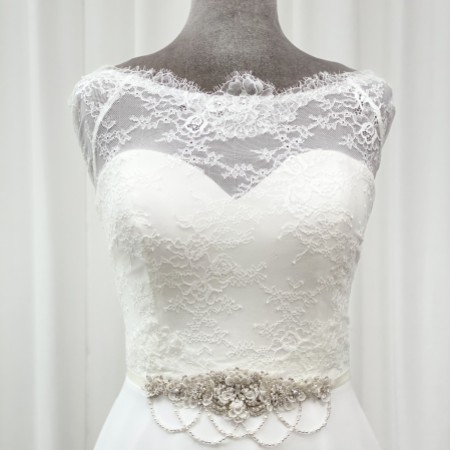 Darlington Embellished Floral Bridal Belt with Beaded Drapes