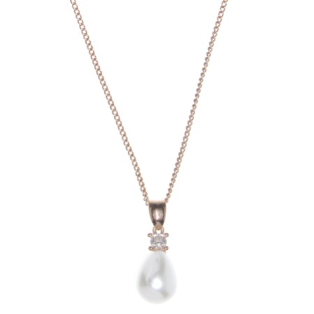 Dolci Rose Gold Teardrop Pearl Pendant Necklace