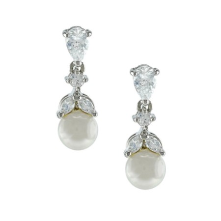 Elegance Crystal and Pearl Wedding Earrings