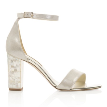 champagne block heels
