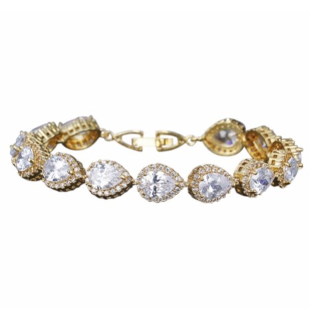 Hampton Teardrop Cubic Zirconia Wedding Bracelet (Gold)