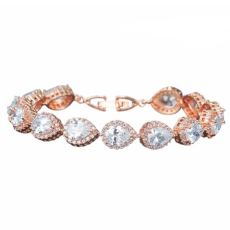 Hampton Teardrop Cubic Zirconia Wedding Bracelet (Rose Gold)