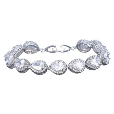 Hampton Teardrop Cubic Zirconia Wedding Bracelet (Silver)