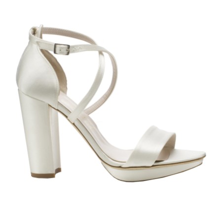 Harriet Wilde Arabella Block Ivory Satin Platform Sandals