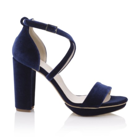 Harriet Wilde Arabella Block Midnight Velvet Platform Sandals