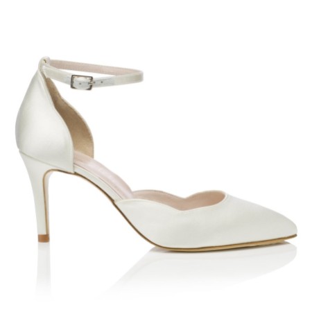 Harriet Wilde Sahara Mid Heel Ivory Satin Two Piece Bridal Court Shoes