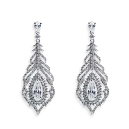 Ivory and Co Cafe Royale Crystal Feather Wedding Earrings