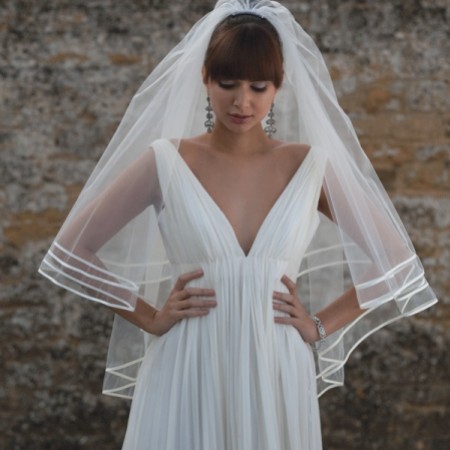 Joyce Jackson Barbados Double Row Satin Edge Veil