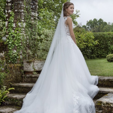 Joyce Jackson Dawn Chapel Length Veil with Beaded Floral Motifs