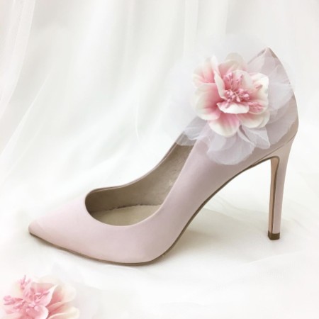 Perfect Bridal Apple Pink Flower Shoe Clips