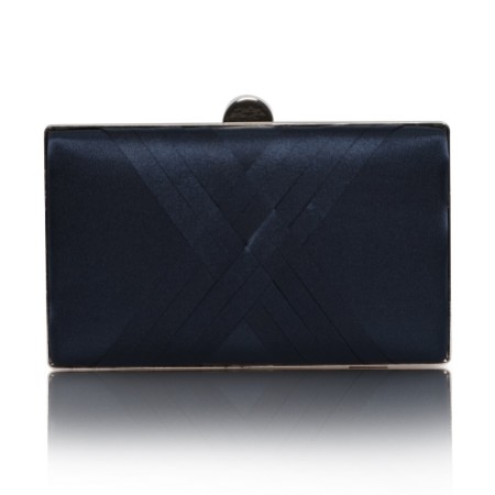 Perfect Bridal Bay Navy Criss Cross Satin Clutch Bag