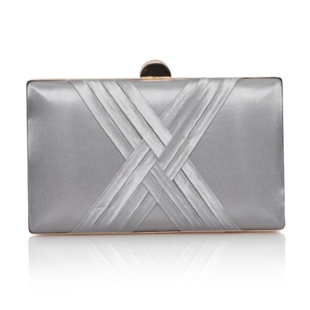 Perfect Bridal Bay Silver Criss Cross Satin Clutch Bag