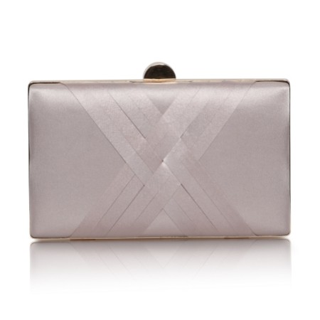 Perfect Bridal Bay Taupe Criss Cross Satin Clutch Bag
