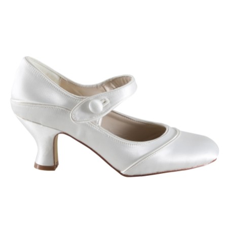 Perfect Bridal Esta Dyeable Ivory Satin Vintage Inspired Mary Jane Shoes