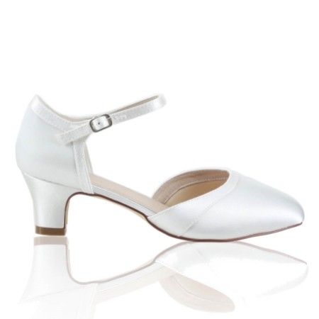 ivory satin block heel