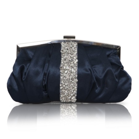 Perfect Bridal Saffron Navy Satin Embellished Clutch Bag