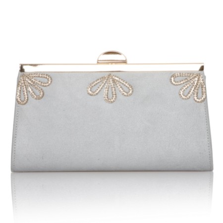 Perfect Bridal Sage Pearl Grey and Gold Shimmer Clutch Bag