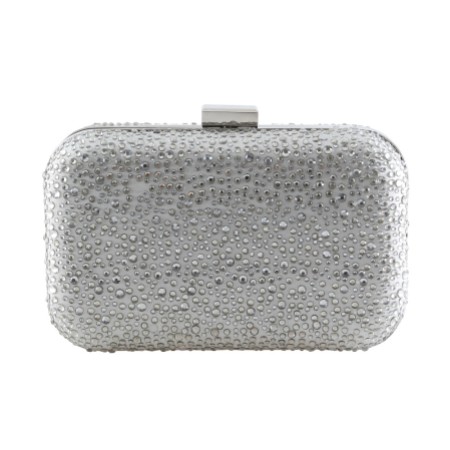 Perfect Bridal Sammy Silver Crystal Studded Clutch Bag