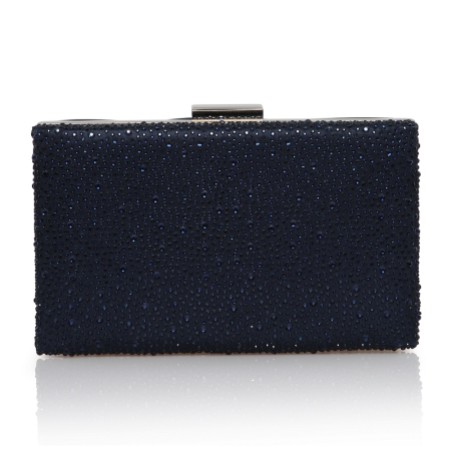 Perfect Bridal Sorrel Navy Sparkly Diamante Box Clutch Bag