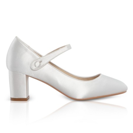 ivory satin block heel