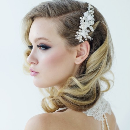 SassB Freya Luxe Floral Pearl and Diamante Wedding Hair Comb